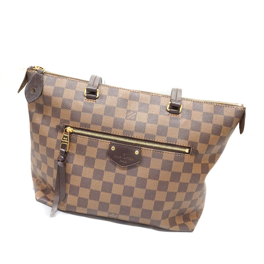 Louis Vuitton Iena Handbag Tote Bag Damier Ebene Brown